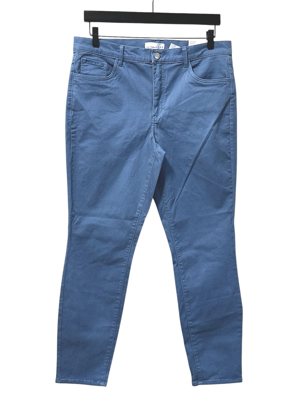 LOFT Five Pocket Skinny Pants in Sateen Stormy Sky Blue SZ 31/12 NWT